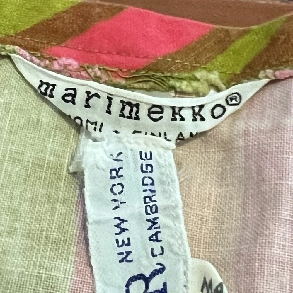 Vtg 1960s Marimekko Finland Stripe Mini Dress Design Research XS Cotton